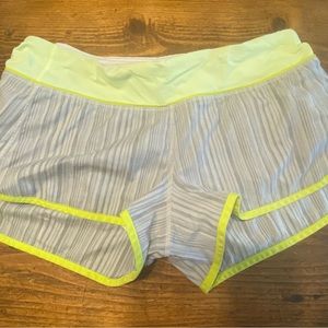 Lululemon yellow, grey, & white Speed Shorts- Size 8